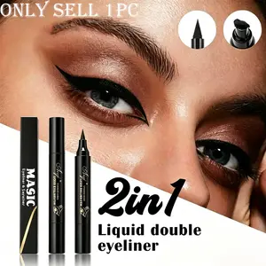 2-in-1 Rich Color Stamp Eyeliner Dual Design Smooth Drawing Present Deep Eye Lines