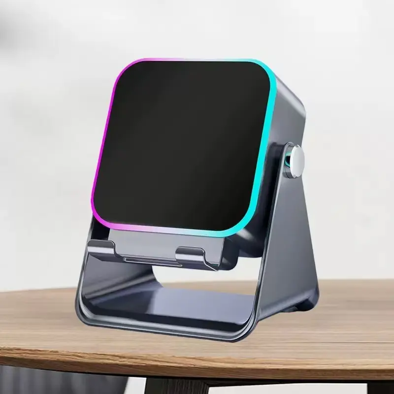 BrawRing Wireless Induction Audio Speaker Stand, 5in1 Cellphone Holder, 360° Adjustable Mobile Tablet Stand with Colorful Ambient Light Gifts for Men Women SummerWins
