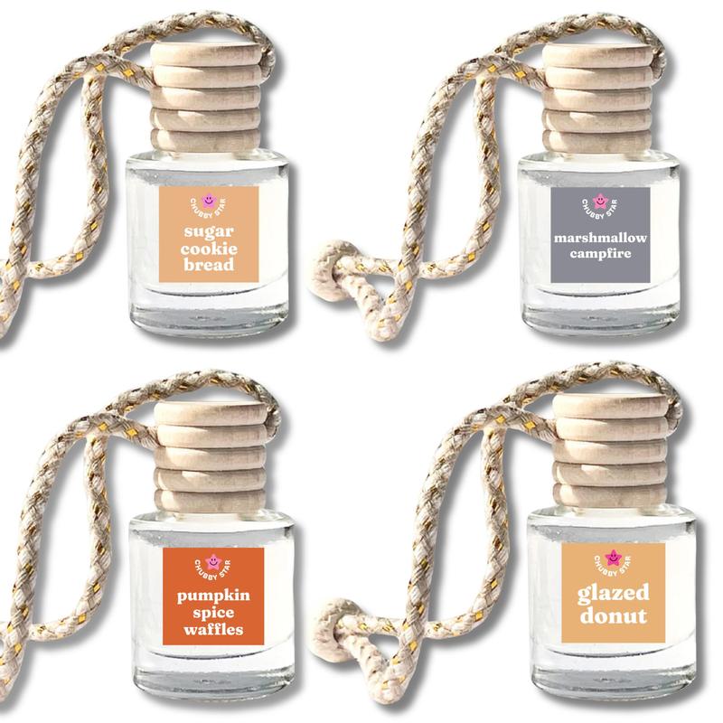 Car Fresheners for Fall and Holiday - Scented Air Fresheners for Autumn Winter - Phthalate-Free Fine Fragrance Oil - Pumpkin Spice Waffles, Marshmallow Campfire, Glazed Donut, Sugar Cookie Bread Scents - 10 mL