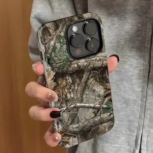 Woodland Camo Pattern Phone Case Shockproof Rugged Cover Dual Layer Soft TPU Bumper Hard Shell Design for iPhone 11 12 13 14 15 16 17 Pro Max Plus Air Cases & Covers