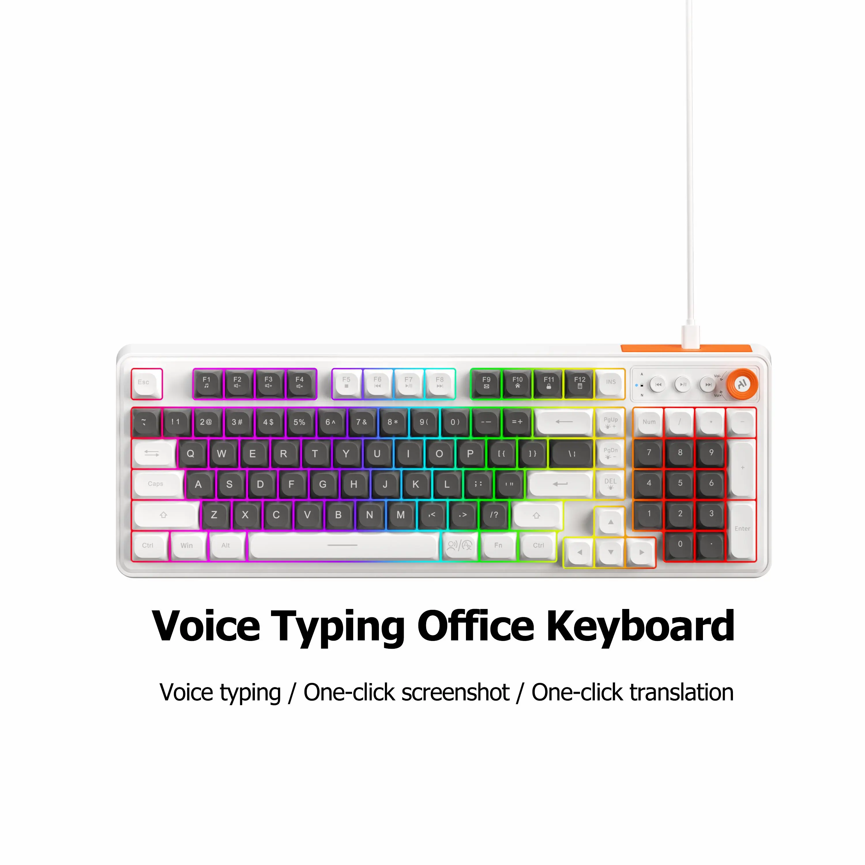 Smart Office Mechanical Keyboard - 98-Key Compact Design Wired Keyboard with LED Backlit, Mechanical Switch for Windows Laptop, PC, Mac