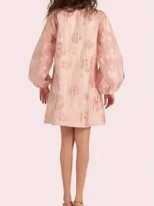 Women's Casual Bubble Sleeve Floral Organza Dress - Womenswear Elegance Puff Sleeve Light Formal