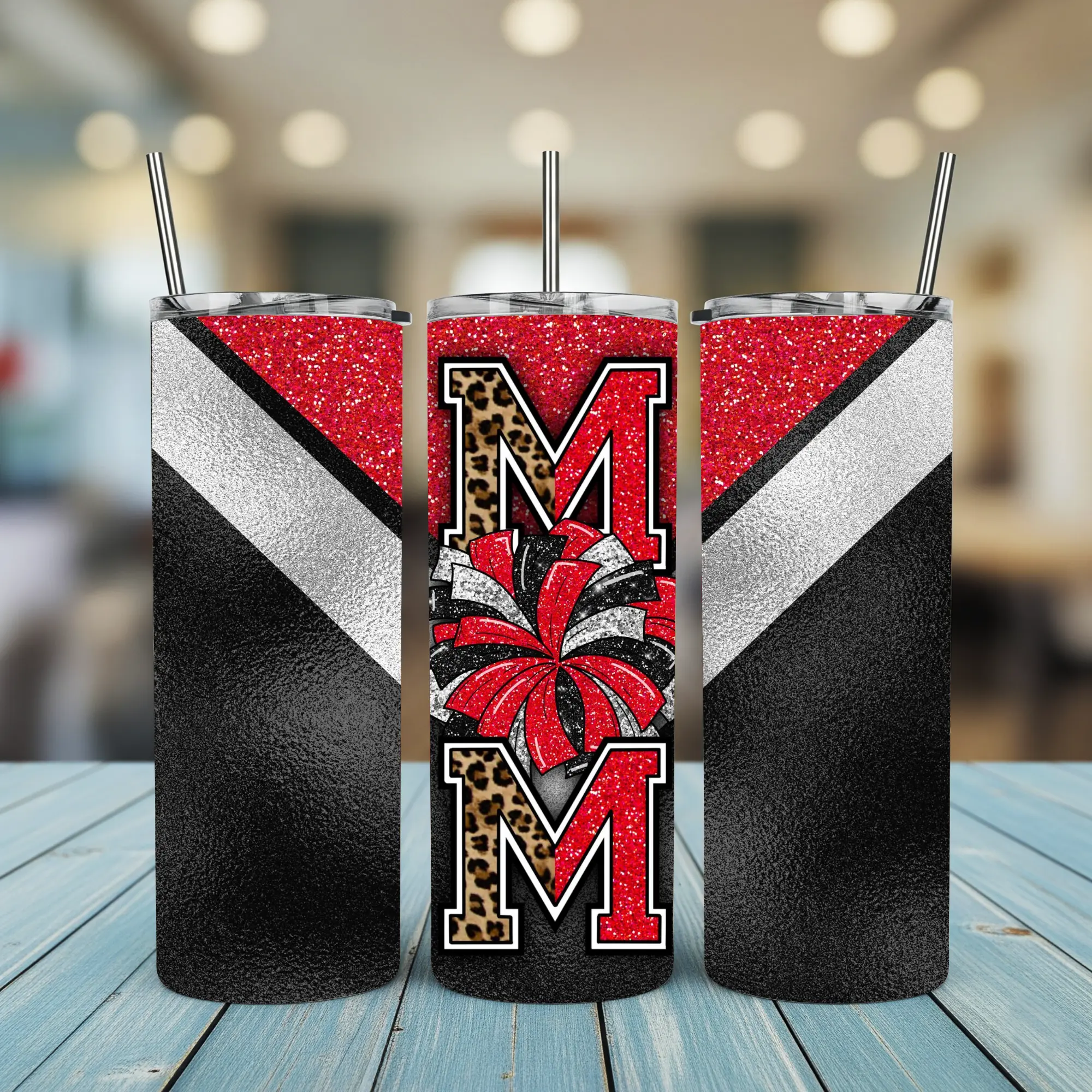 Cheer Mom Red and Black 20oz stainless steel double insulated tumbler