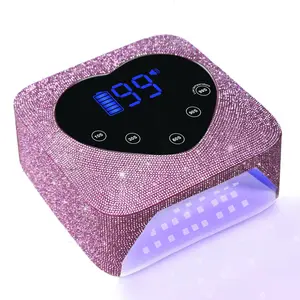 BETE LED Diamond Nail Lamp, 72W UV Light for Gel Nails LED Nail Dryer with 5 Timer, Smart Sensor, 30pcs Long-Lasting LED UV Bulbs, Dual USB Interface, Fast Curing Gel Nail Polish Portable Nail Dryer  Manicure Salon Drying  Pink
