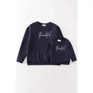 Navy thankful fleece mom&me sweatshirt