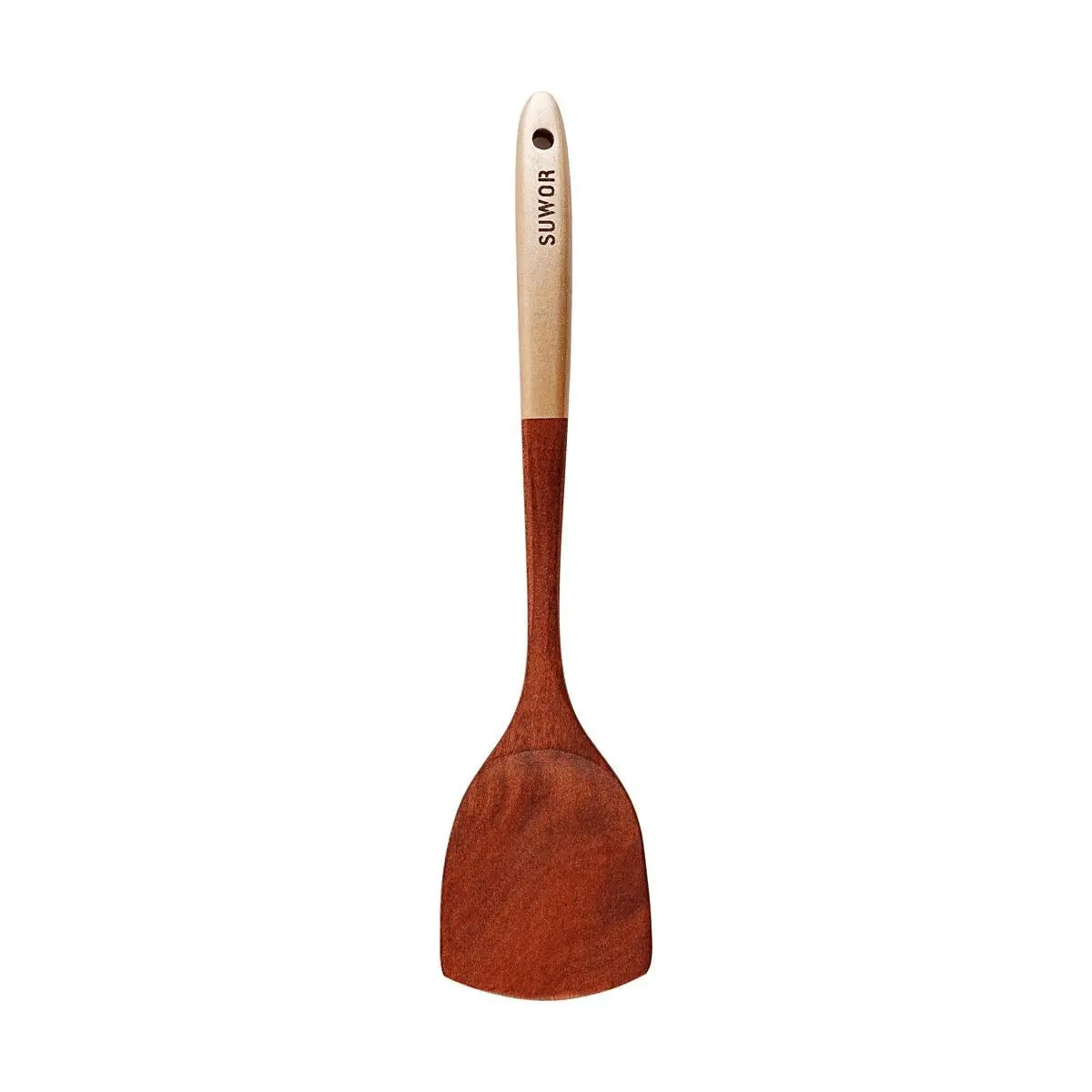 KAWASIMAYA Champagne Sandalwood Wok Spatula - Non-Stick Cookware Friendly, Hanging Natural Wooden Cooking Utensil for Stir-Frying, Wooden Cooking Utensils