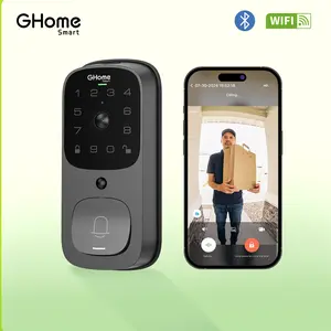 GHome Smart Video Smart Lock 3 in 1 Set with Doorbell Camera, Fingerprint WiFi Keyless Entry Lock, 2K HD&Ultra Wide Angle Security