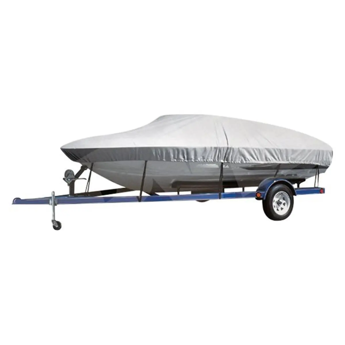 Flex-Fit Poly-Flex Boat Cover for Storage, Fits 22-23 ft V-Hull Runabout I/O or O/B Boats with 102 in Beam, Strong 1/4" Shock Cord, Haze Gray, Boat Covers