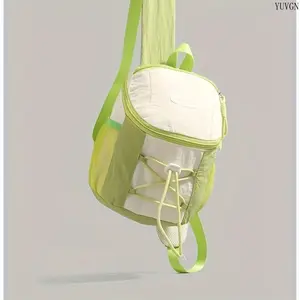 Lightweight Drawstring Mini Backpack for Students, Fashion Mesh Fabric Casual Sports Backpack, Cute Bunny Ear Design Daily Use & Outdoor Bag