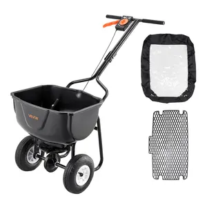VEVOR Walk Behind Spreader, 60LBS Capacity, Push Spreader with Hopper Grate, 0-9.8 ft Spreading Width, 8 in All Terrain Pneumatic Tires, Garden & Lawn Broadcast Spreaders, for Seed, Fertilizer