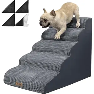 Dog Stairs to high beds, 5 step dog stairs for 30 inches couch-bed, pet stairs for small old large dogs and cats, dog ramp climbing to 20-30 inch bed, Non-Slip balanced dog ramps for Indoor stairs,30D