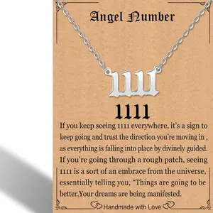 Women’s Angel Number Necklace, Delicate Gold-Plated Numbers 000 1111 111 222 333 444 555 666 777 888 999 Pendant Choker Chain Numerology Jewelry Gift for Women and Girls