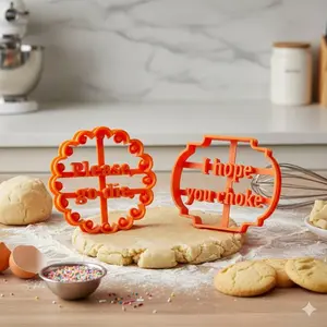 Cookie Mold Set: non-Stick Stackable Storage, Creative Parent-child baking Party Kit, Holiday Gingerbread Cutters with Festive Greetings, Easy Release Tools, Beginner-Friendly Baking Accessories for Three Scenes