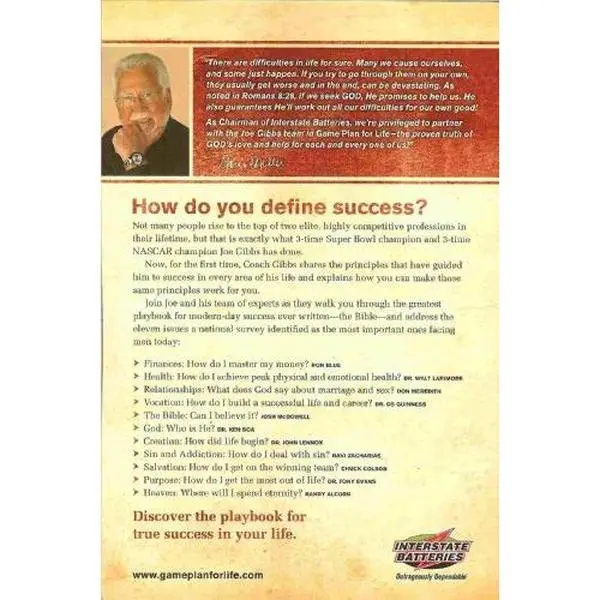 USED Book - Game Plan for Life - Your Personal Playbook for Success (Interstate Batteries Special Edition) by Joe Gibbs with Jerry B. Jenkins (Paperback) - english