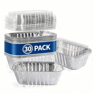 30 Pcs Disposable Mini Aluminum Loaf Pans with Chear Lids, 6x3.5x2 inch 1 Lb Foil Loaf Pans & Aluminum Food Containers, Small Aluminum Tin Foil Baking Pan for Cakes, Bread, Meat, Loaves