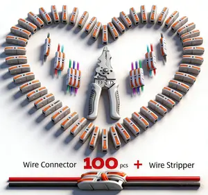 Quick Wire Connection Assortment Kit with Wire Stripper& 50pcs Lever Connectors for 28-12 AWG Wires SafeReliable for Home Office Factory