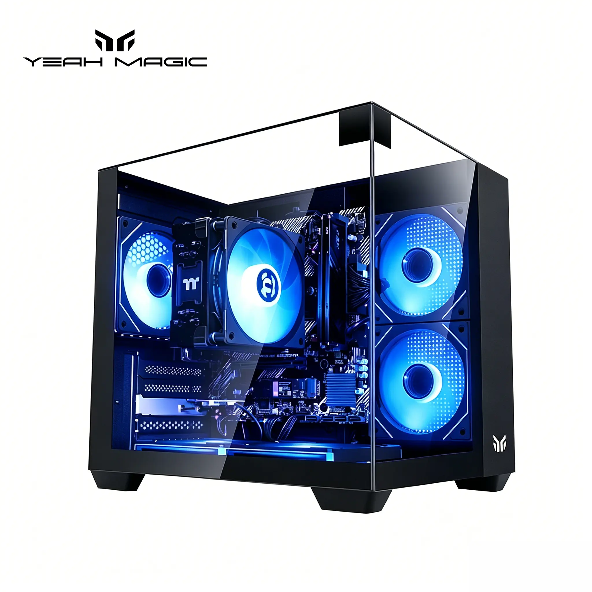 YEAH MAGIC Astral S1 Prebuilt Gaming PC Desktop - AMD Ryzen 5 5600GT 3.9GHz, 16GB(8G*2) DDR4 3200, 1T NVME SSD, 7 ARGB Fans, 650W Gold Power Supply, WIFI 6, Win 11 Home, Black Tower Fully Built PC for Gaming & Office Work, Fully Built Gaming Pc