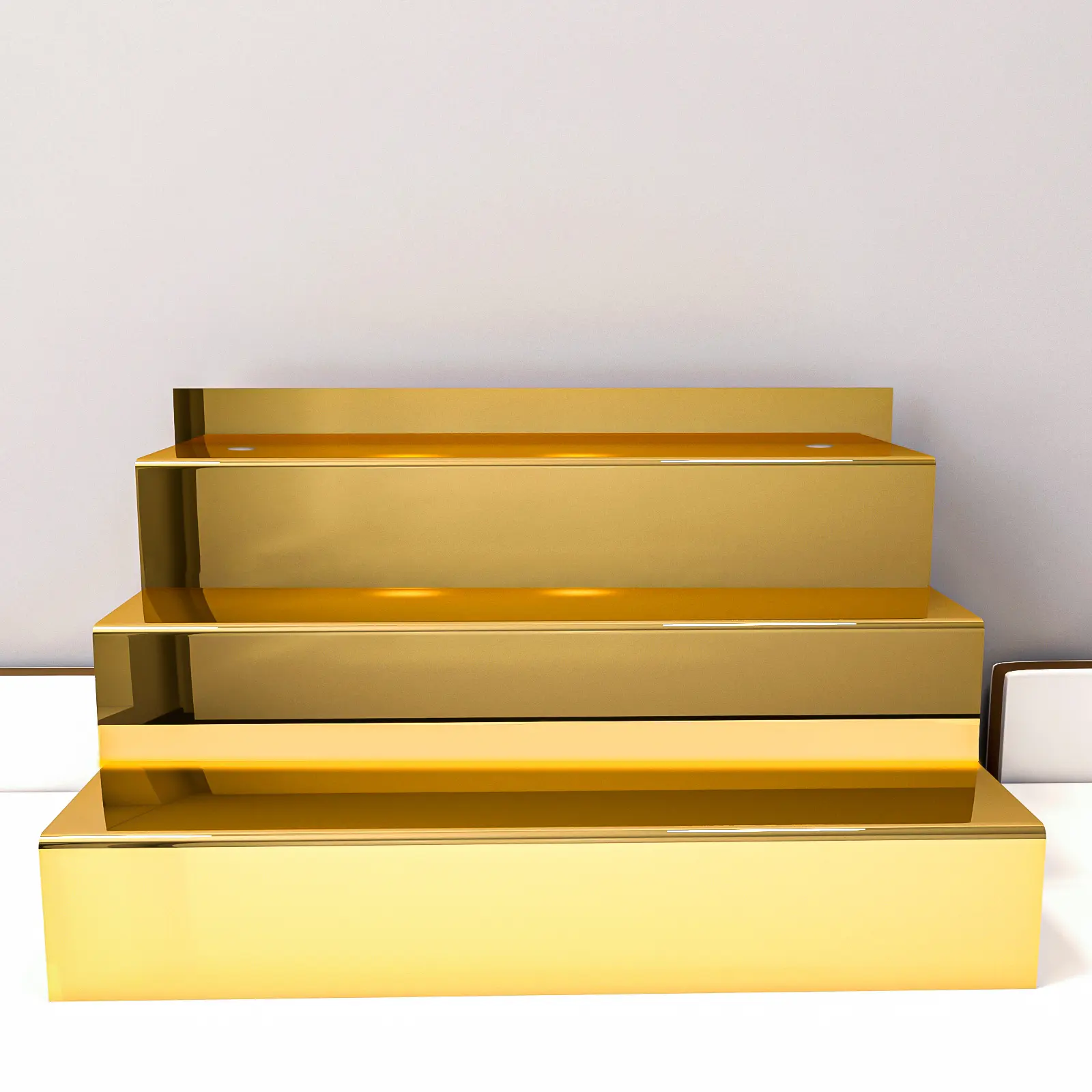 Acrylic Gold Mirror Staircase Storage Display Shelf, Wall Shelf Unit, Elegant Space Organizer, Enhances Room Aesthetics, Room Decor, Decoration, Single Pack