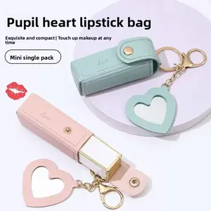 New portable lipstick bag, popular on live streaming, for girls, keychain lipstick bag, mini bag, lipstick pouch, small pendant, makeup mirror gift