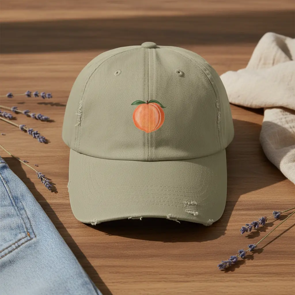 Distressed Peach Baseball Cap