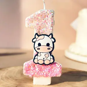 Cow Design Birthday Candle, 1 Count Creative Birthday Candle, Cake Decoration, Party, Birthday Gift for Mom, Girlfriend, Ornaments