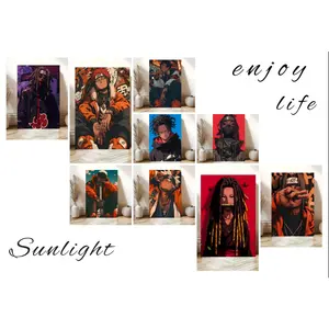 Ebonique Black Anime Wall Art African-American Urban Culture Street Art Braided Hair Theme Paintings Black-Owned Gift Shop Poster Canvas Wall Art Man Cave Decor