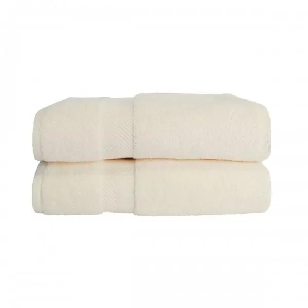 Superior ZT BSHEET IV Zero Twist Cotton Bath Sheet Set - Ivory- 2 Pieces