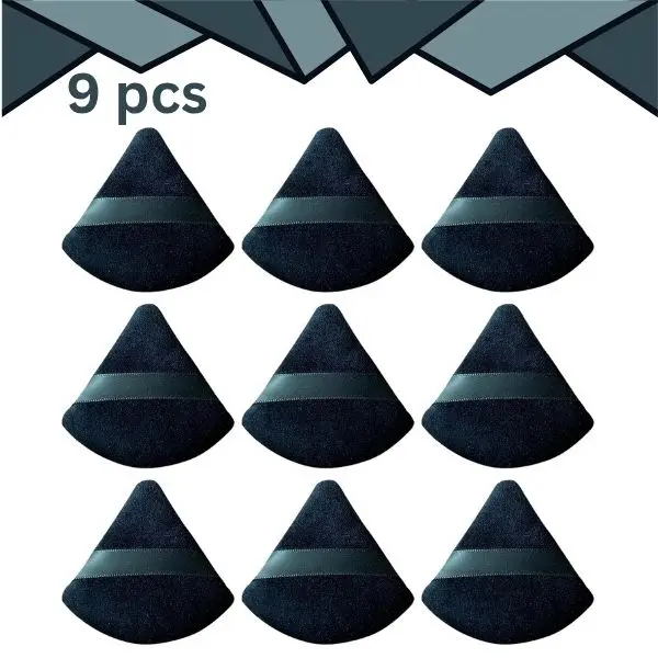 9 Pcs Velour Triangle Powder Puffs Set - Soft Reusable Makeup Sponges for Face, Loose Powder, Foundation Application, Reusable Powder Puffs-halloween gift