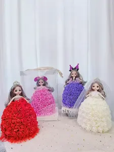 Babie Doll Realistic Rose Dress Doll Unique Valentine's Day Eternal Flower Girl Birthday Gift, Two-Piece Gift Box Doll Set