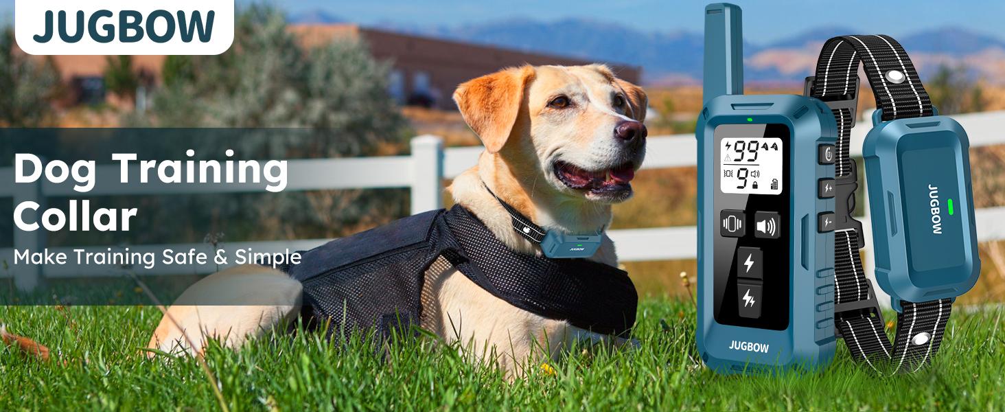 Jugbow Dog Training Collar - 4200FT with Remote, 4 Training Modes,Security Lock, IPX8 Waterproof, Rechargeable e-Collar for All Breeds,Blue 2dogs-DT68