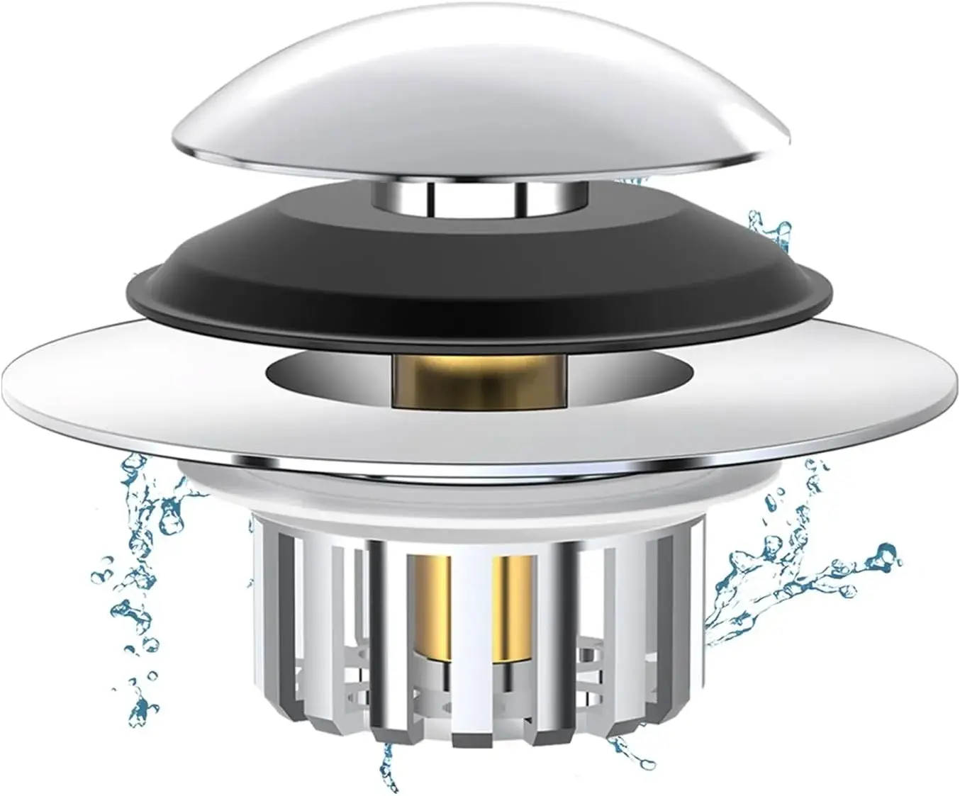 Universal 3 in 1 Bathtub Drain Stopper Bathtub Drain Hair Catcher, Pop-up Tub Stopper with Effective Filter Basket, Anti-Clogging Bathtub Drain Plug Bath Tub Stoppers for 1.45-1.8" Drain Shoe