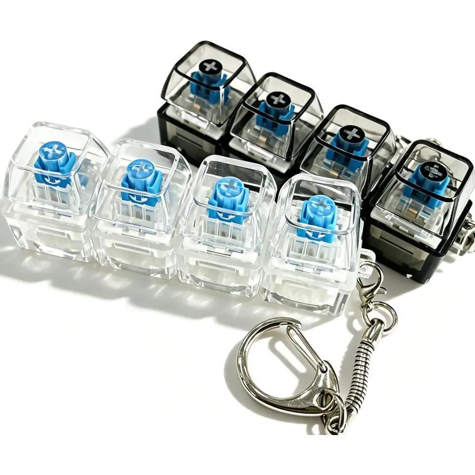 1~4 Pack Compact Design Keyboard Fidget Keychain, Keyboard Button Finger Clicker for Anxiety Relief fashionable  idea couple valentine day birthday gift accessory