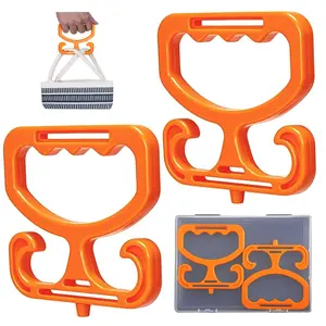 Grocery Bag Carrier with Plastic Storage Box, 2 Pack Grocery Bag Holder for Plastic Bags, Holds 100lbs, Heavy Duty Carry Handle, Comfortable Grip to Carry Bags, Buckets, Shopper Accessories, Orange shopping