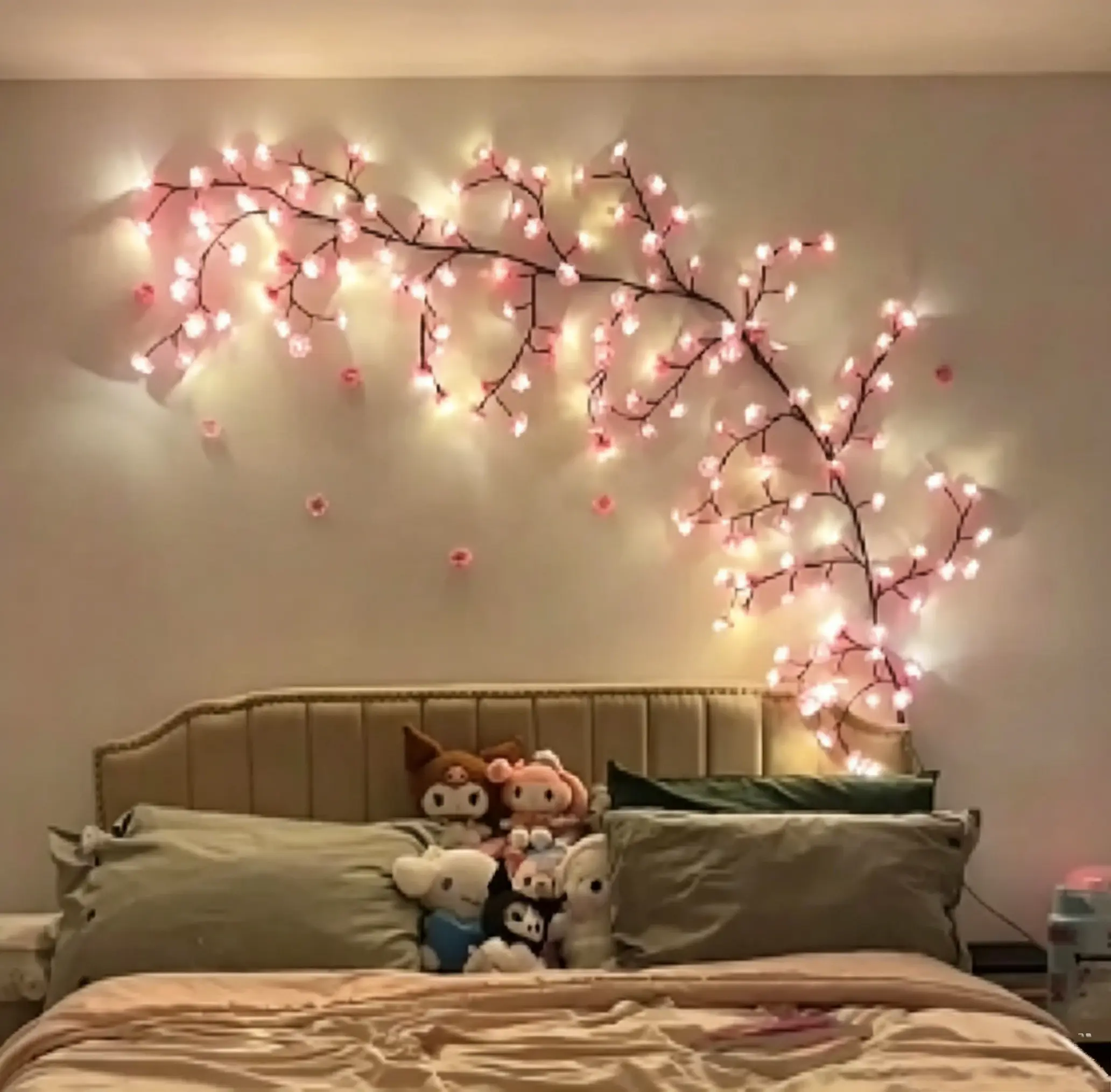 96LED Cherry Blossom LED Tree Branch String Lights, Wall-Mounted Twig Garland with Remote & 8 Lighting Modes, Indoor Home Improvement Decor for Door, Window