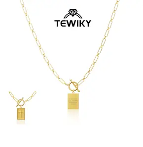 Tewiky Charm Outdoorfun Cross Choker Necklace for Women & Men Thick Chunky Paperclip Chain Cuban Link Chain Jesus' Blessing Message Hip Hop Jewelry Trendy Fashion Gifts