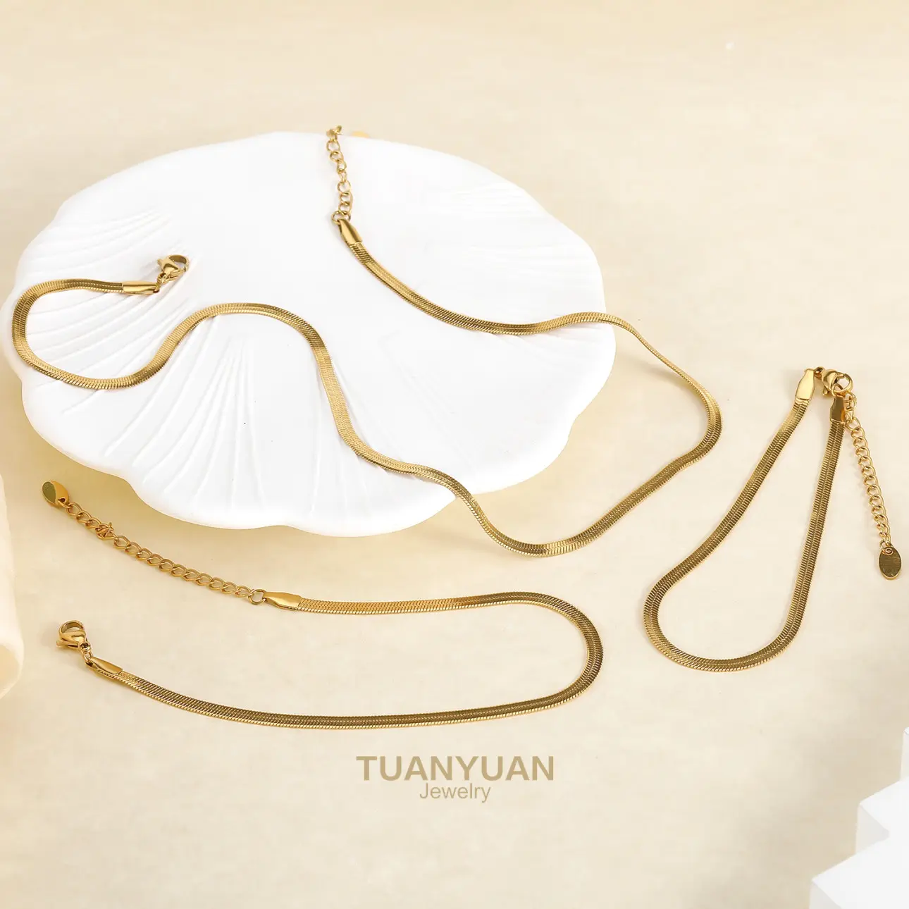 Women's 3-Piece Minimalist Snake Chain Jewellery Gift Set - Necklaces for Women, Chain & Link Bracelet, Metal Coating Rhinestone Anklet for Daily Casual Wear, Jewelry For Women