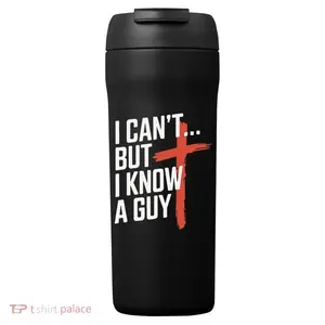 I Can't But I Know A Guy Inspirational Religious Jesus Cross Faith Christian 24oz Duet Stainless Steel Water Bottle or Coffee Hot or Cold Tumbler