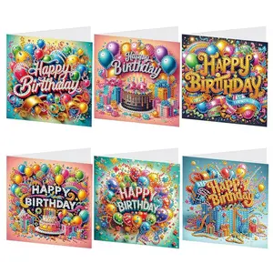 DIY Diamond Art Painting Greeting Card Kit, Birthday Themed DIY Diamond Art Painting Card with Envelope, Creative Handmade Birthday Greeting Card, Fun Party Cards