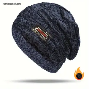 Men’s Fleece-Lined Knitted Wool Hat – Handwoven ≥80% Textile Blend Fabric, Warm Winter Outdoor Essential, Hand Washable Cold-Weather Accessory