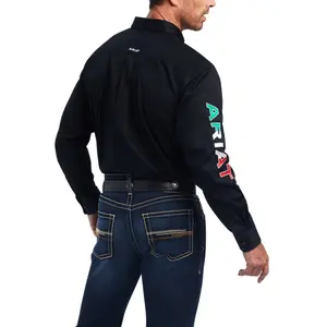 Ariat Men's Team Logo Mexico Black Fitted Button Down Shirt 10038914