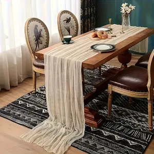Boho Style Polyester Ruffled Table Runner, Cotton Cloth Tablecloth, Wedding Decor, Holiday Party Supplies, Restaurant Accessories