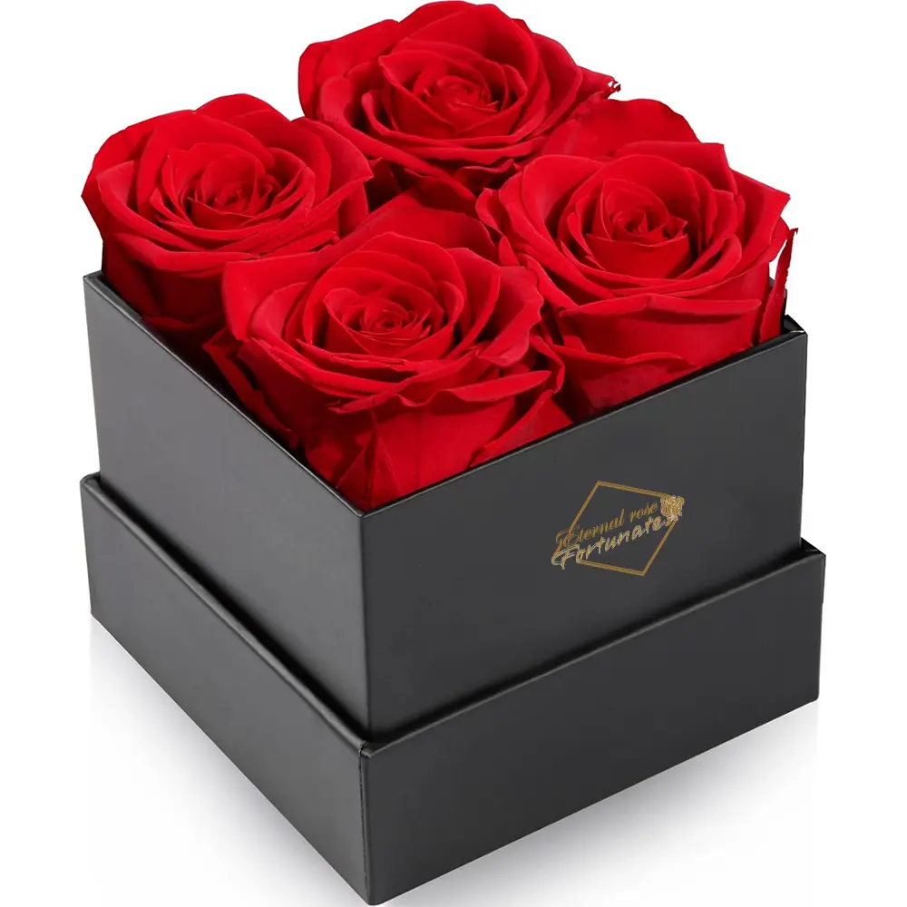 4 Forever Flowers Roses in A Box,Preserved Roses,Real Preserved Flowers for Delivery,Birthday Gifts for Women/Men/Mom,Flowers for Girlfriend, Wife, Grandma, Her, Anniversary Gift, Birthday Gifts, Valentine'S Day Gifts, Romantic Eternal Rose Gift