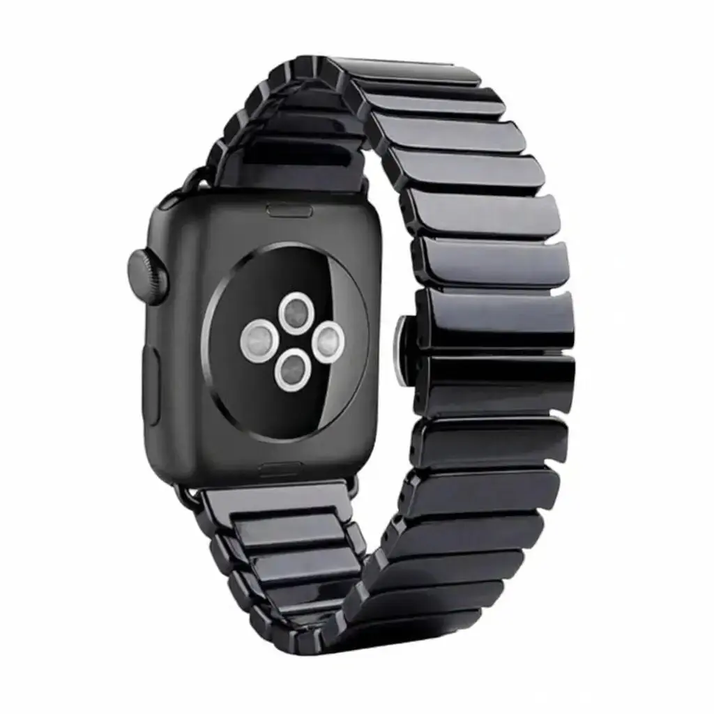 Butterfly Buckle Ceramic Watch Band - Black, Wearable Design, Steel Construction, Elegant Style