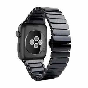 Butterfly Buckle Ceramic Watch Band - Black, Wearable Design, Steel Construction, Elegant Style