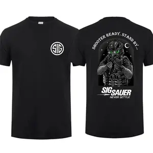Sig Sauer Shooter Ready Stand By T-shirt, Unisex Short Sleeve Casual 100% Cotton, Sig Sauer Fan Gift