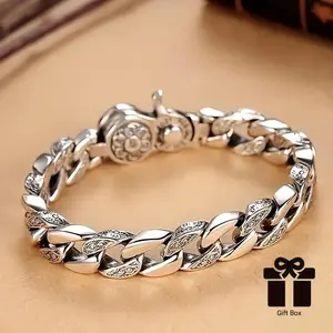 S925 Silver Plated Rotatable Fashion Bracelet, Peace And Good Luck Bracelet, Timeless Retro Design, Domineering Cool Bracelet Unisex Neutral Style