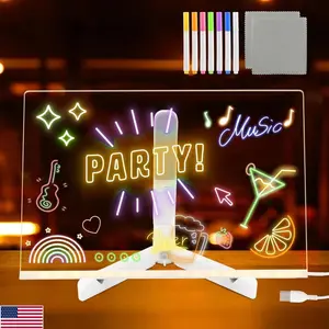 RGB LED Light Drawing Board for Kids, Reusable Acrylic Dry Erase Board with 7 Color Modes & Flash Effects, Adjustable Brightness, Full Accessories for Endless Art Creation