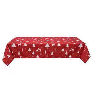 60x120in Rectangle Christmas Tablecloth Waterproof,Holiday Deer Tree Farmhouse Table Cover for Dining Kitchen, Party Decor
