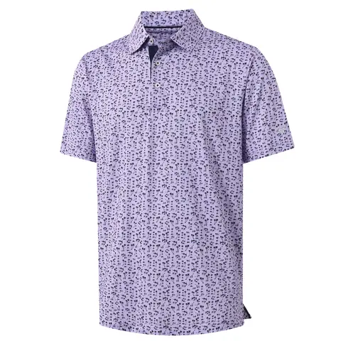 MAELREG Men's Fashion Polo Shirts Stretch Performance Golf Shirts Casual Tops Graffiti Lapel T-Shirts Creative Menswear Shortsleeve Mint Seaside Palm
