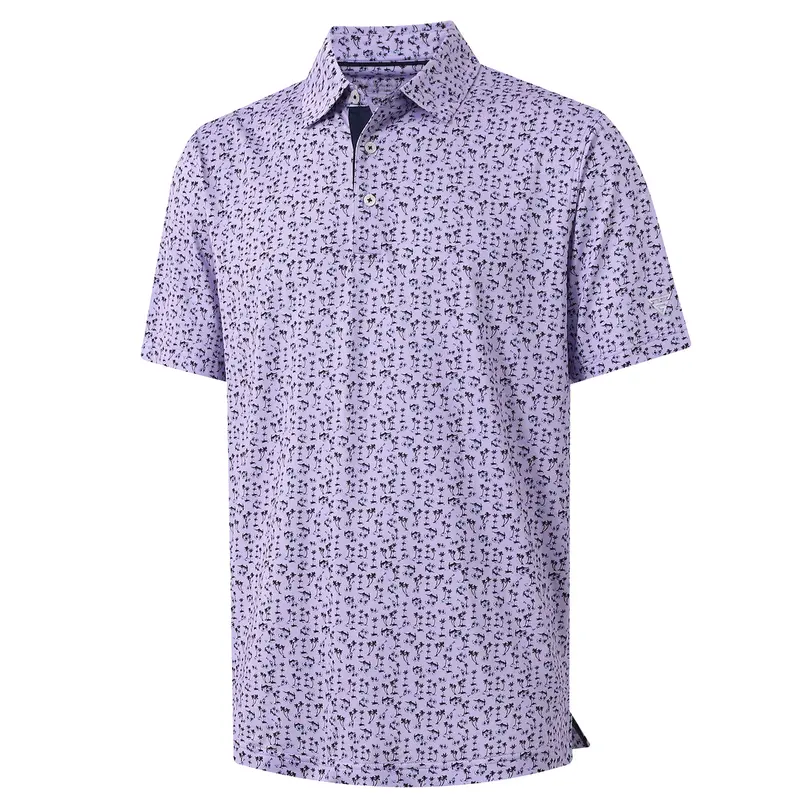 MAELREG Men's Fashion Polo Shirts Stretch Performance Golf Shirts Casual Tops Graffiti Lapel T-Shirts Creative Menswear Shortsleeve Mint Seaside Palm